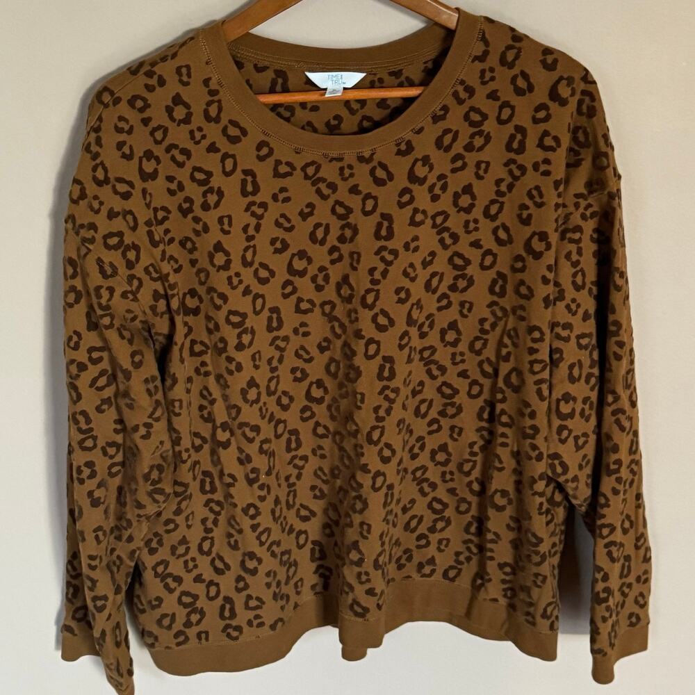 Time Tru Leopard Print Sweatshirt XL 16/18